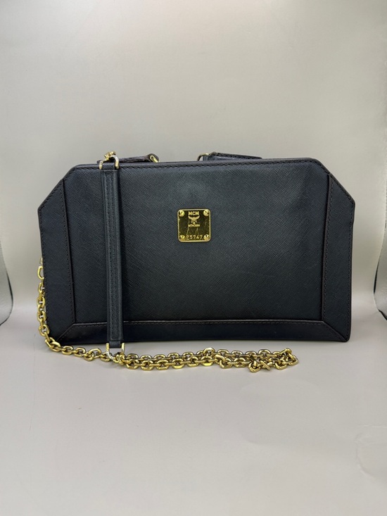MCM Black Clutch with Gold Chain - Picture 2 of 10